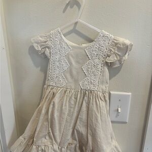 Elegant Cream Kids Dress with Lace Accents